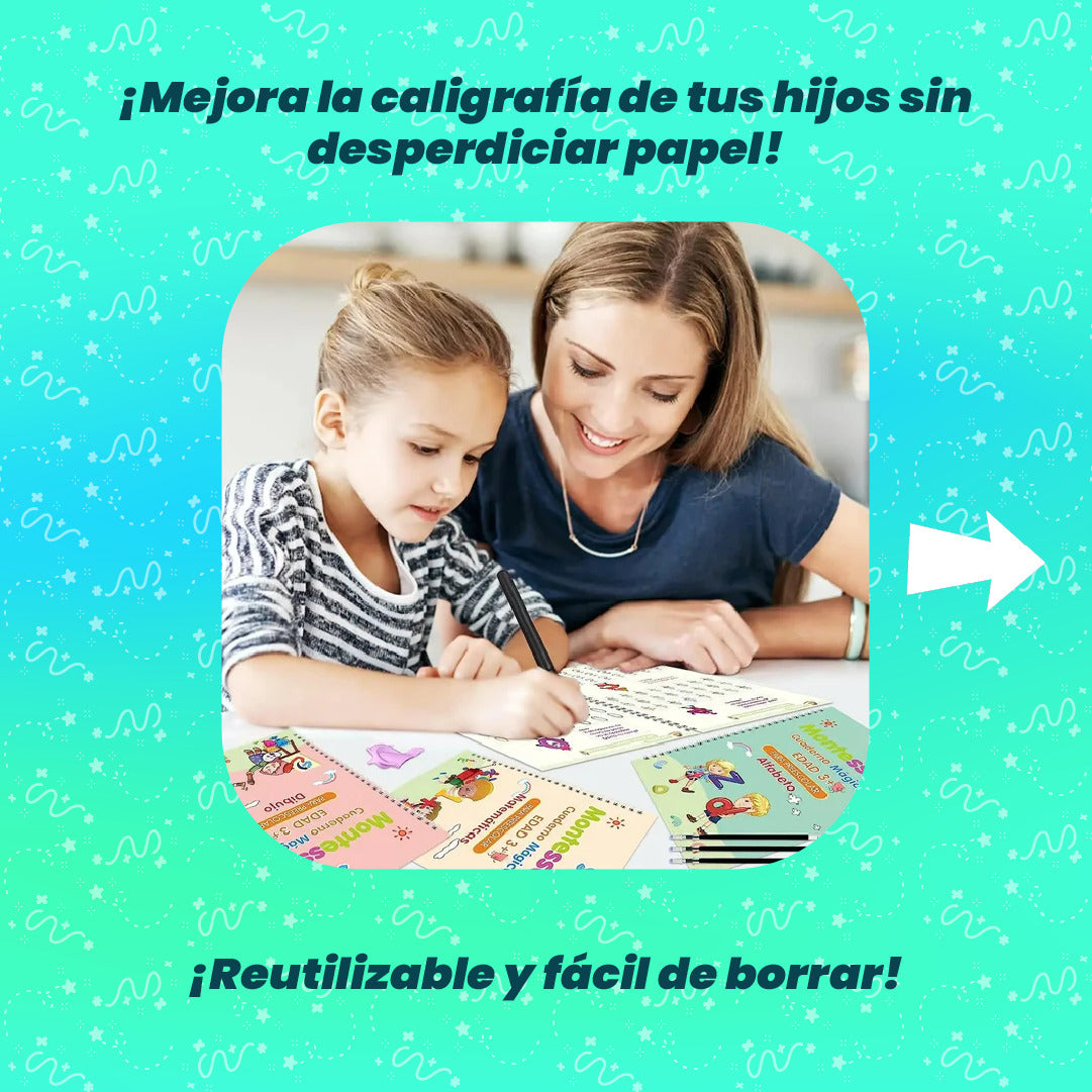 Set de 4 Libros de Caligrafía Reutilizable - ¡CYBER WOW!