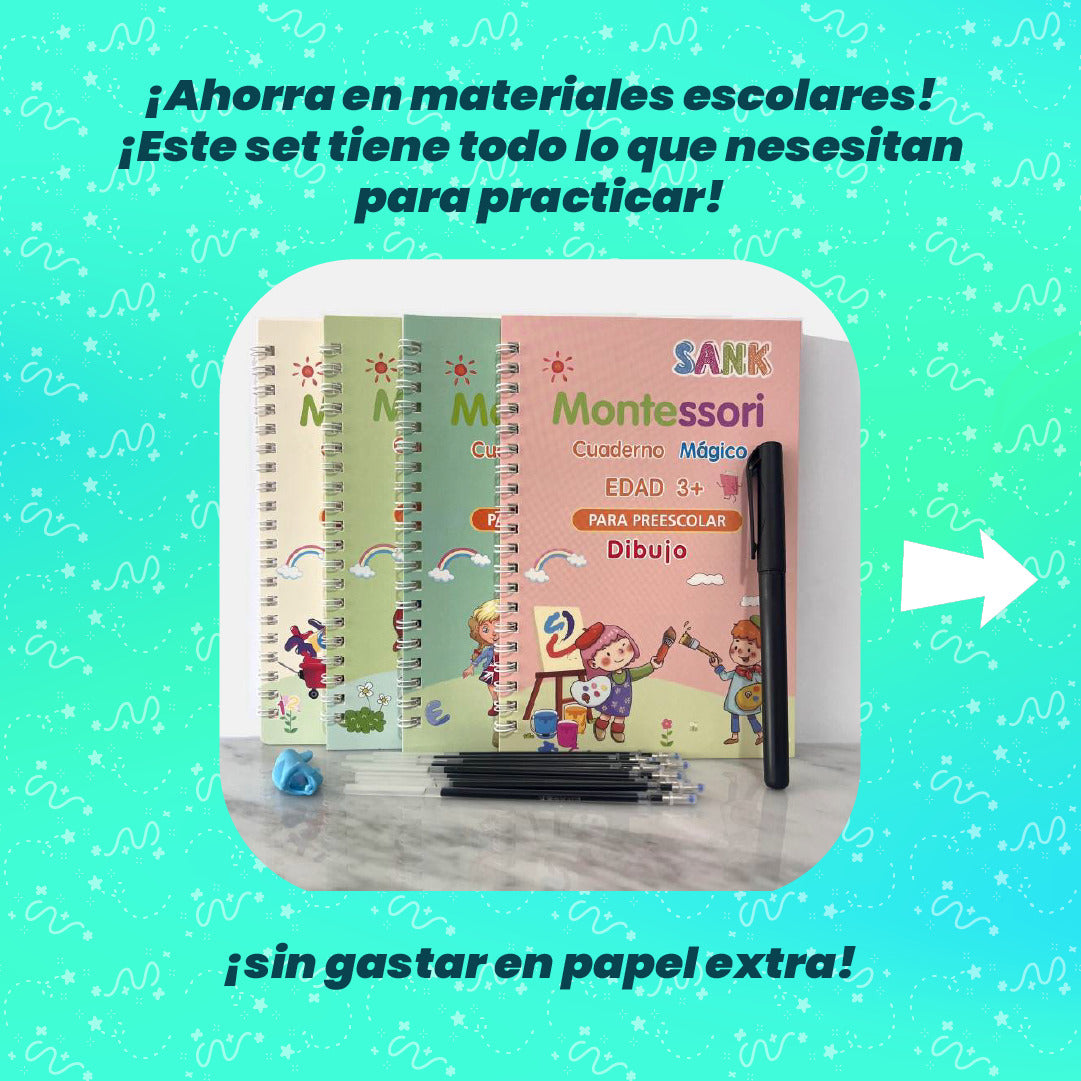 Set de 4 Libros de Caligrafía Reutilizable - ¡CYBER WOW!