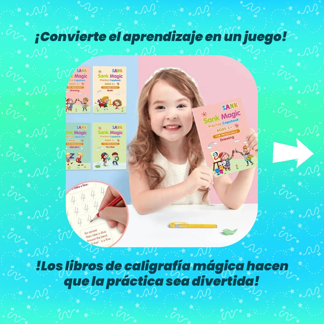 Set de 4 Libros de Caligrafía Reutilizable - ¡CYBER WOW!