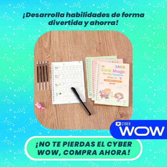Set de 4 Libros de Caligrafía Reutilizable - ¡CYBER WOW!